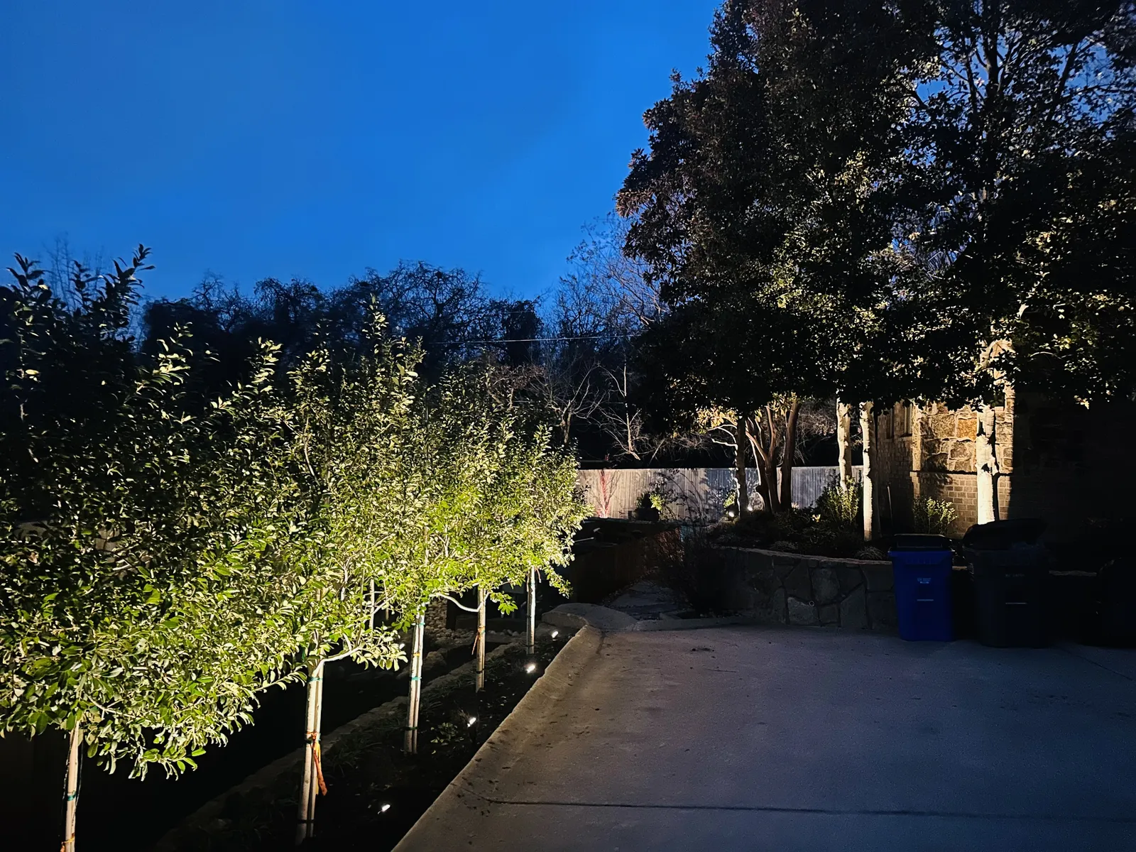Architectural wash lighting on home exterior