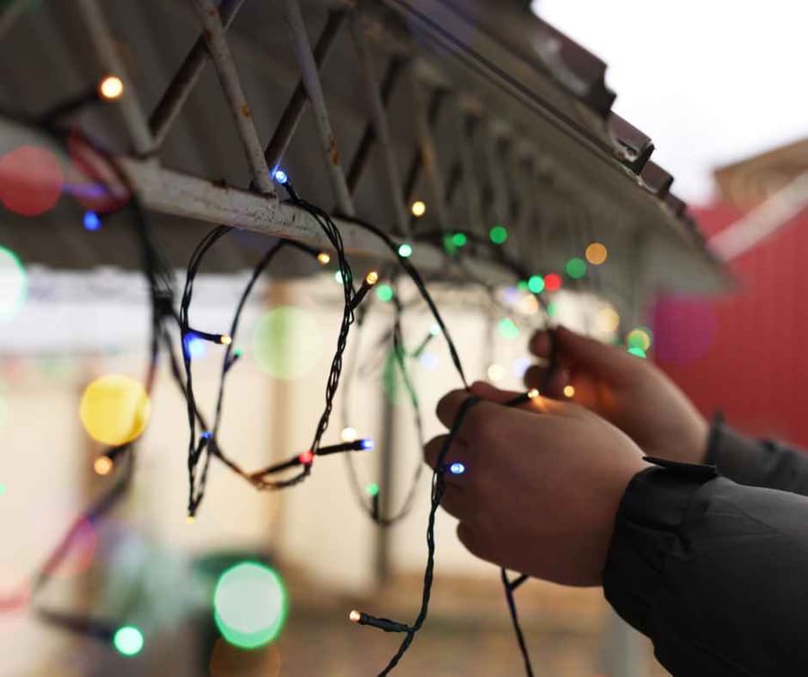 Hanging holiday lights