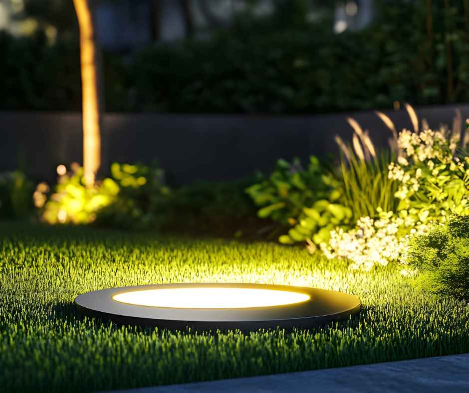 Circular in-ground outdoor lighting
